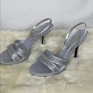 Nina silver back strap heels size 8 med